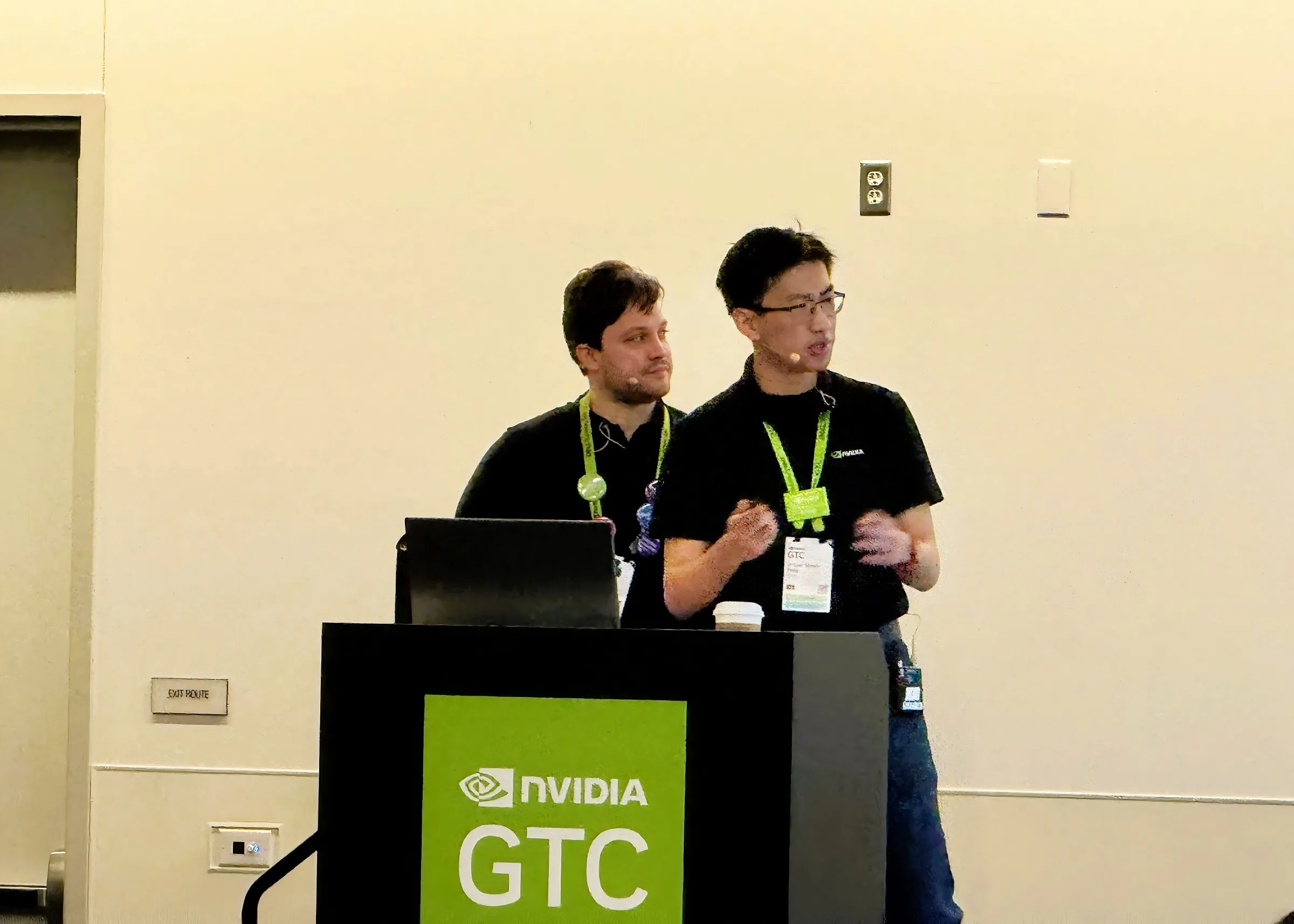 Giving a presentation on building robot digital twins at GTC 2025